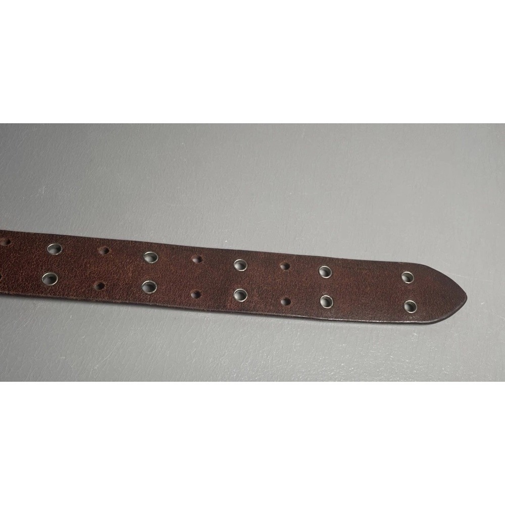 Aeropostale Studded Brown Leather Double Prong 9916 Belt Size L - Picture 8 of 13